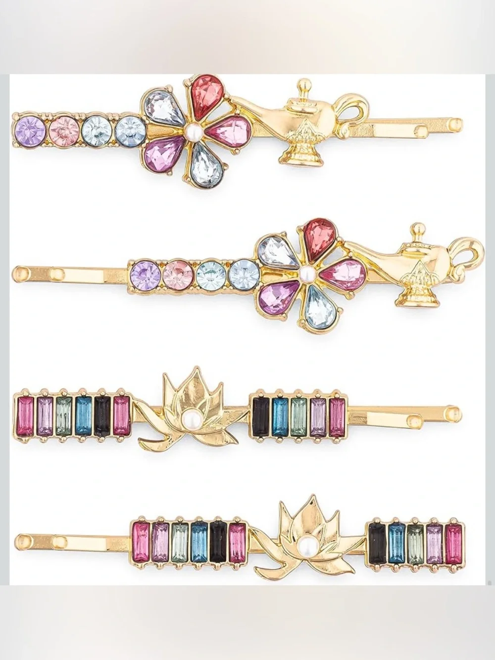 Goody and Disney Princess Jasmine Gold Bobbie Pins  with Multicolor Gems NEW